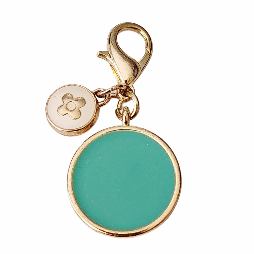 LV Charm From Bag Charm Repurposed Into Turquoise & Gold Bag Charm